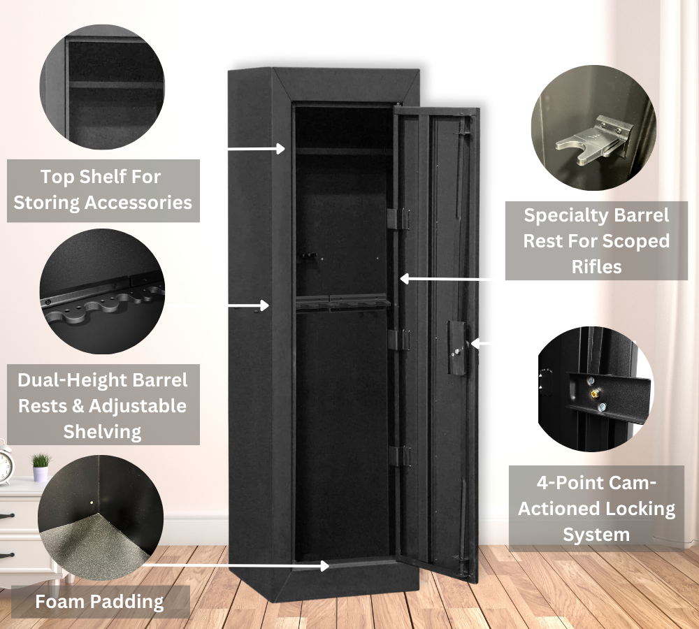 Steel Cabinet Series 55 Tall 14 Gun Cabinet With 4-Point Locking Syst