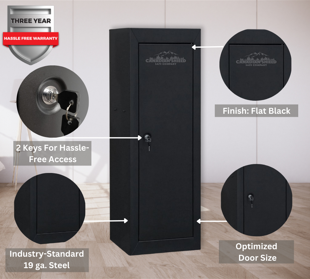 Steel Cabinet Series 55" Tall 18 Gun Cabinet With 4-Point Locking System (3 Years Warranty) | SA-GC18-BD - Canadian Shield Safe Company