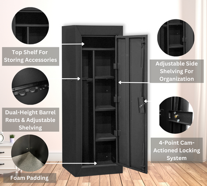 Steel Cabinet Series 55" Tall 18 Gun Cabinet With 4-Point Locking System (3 Years Warranty) | SA-GC18-BD - Canadian Shield Safe Company