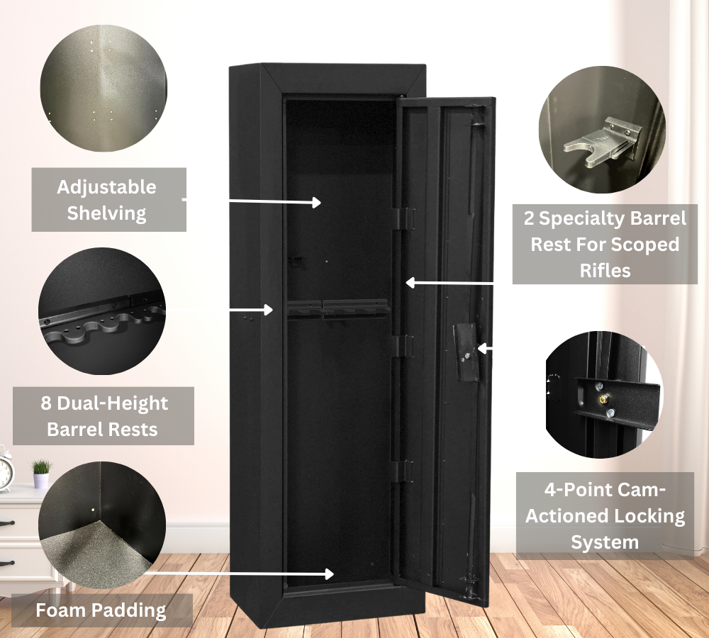 Steel Cabinet Series 53" Tall 10 Gun Cabinet with 4-Point Locking System (3 Years Warranty) | SA-GC10-BD - Canadian Shield Safe Company