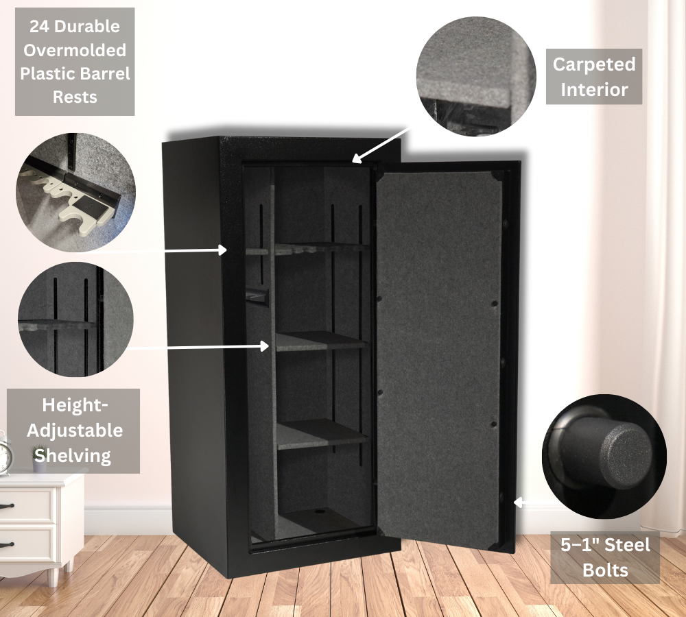 Granite Series 55" Tall Gun Safe With Electronic Lock & Fire Rated Protection (24 Gun Capacity) | SA5525INS-BD - Canadian Shield Safe Company