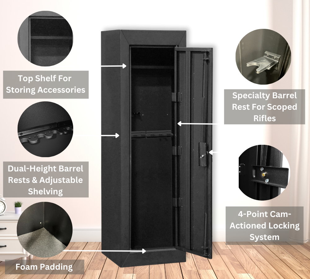 Steel Cabinet Series 55" Tall 14 Gun Cabinet With 4-Point Locking System (3 Years Warranty) | SA-GC14-BD - Canadian Shield Safe Company