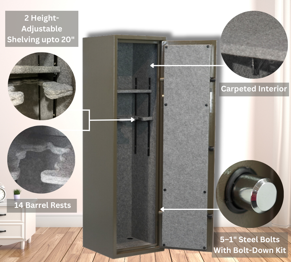 Sequoia Series 55" Tall Gun Safe with Electronic Lock & 14-Gun Capacity | SA5516J-BD - Canadian Shield Safe Company