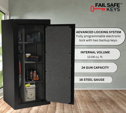 Granite Series 55" Tall Gun Safe With Electronic Lock & Fire Rated Protection (24 Gun Capacity) | SA5525INS-BD - Canadian Shield Safe Company