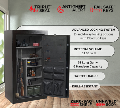 Electronic lock gun safe for rifle and pistol storage