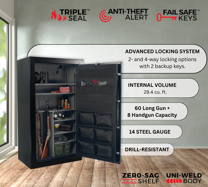 Electronic lock gun safe for rifle and pistol storage