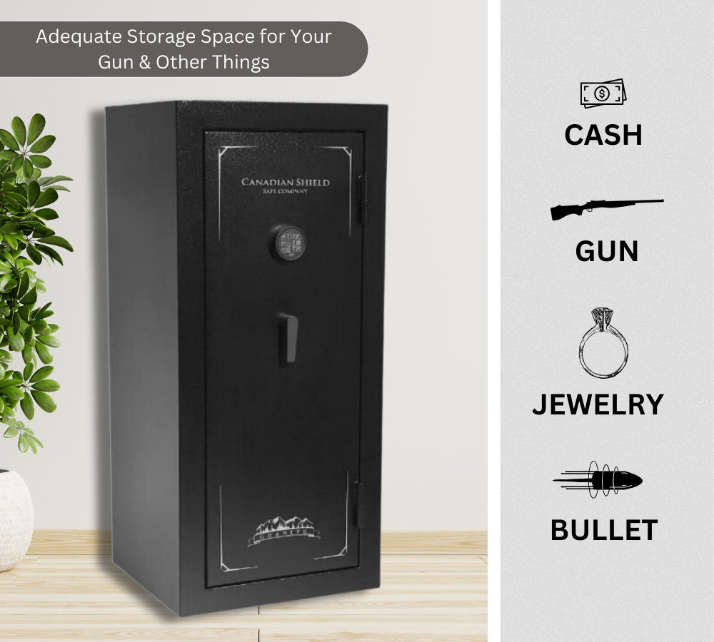 Granite Series 55" Tall Gun Safe With Electronic Lock & Fire Rated Protection (24 Gun Capacity) | SA5525INS-BD - Canadian Shield Safe Company