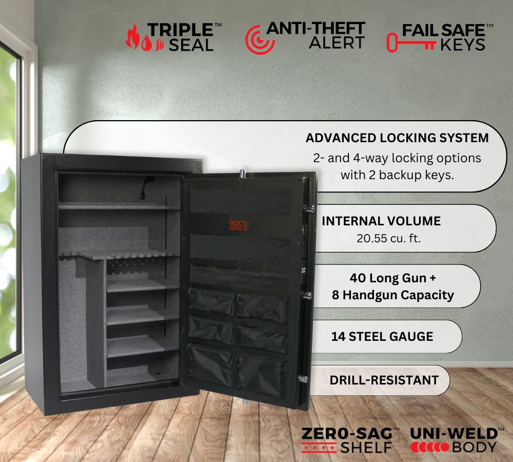 Electronic lock gun safe for rifle and pistol storage