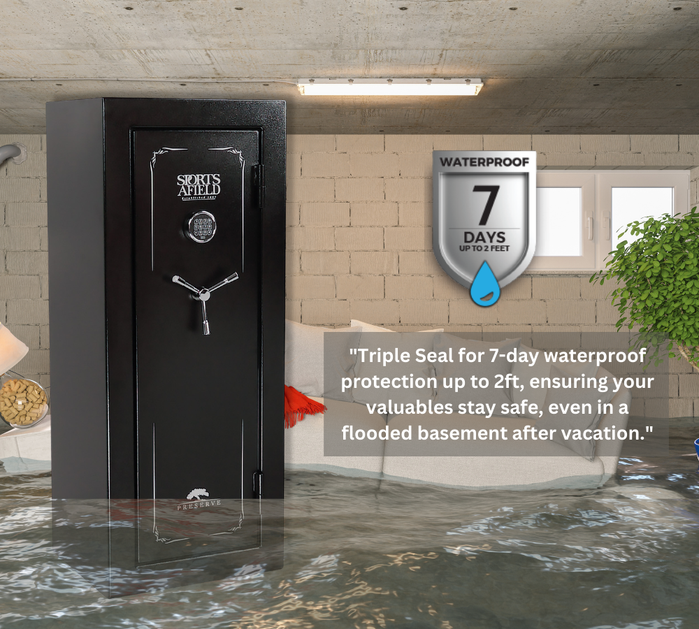 Triple seal protection waterproof gun safe with electronic lock