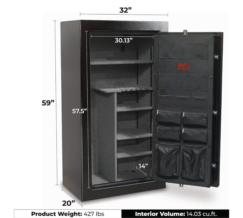 Secure firearms storage safe with electronic lock and triple seal