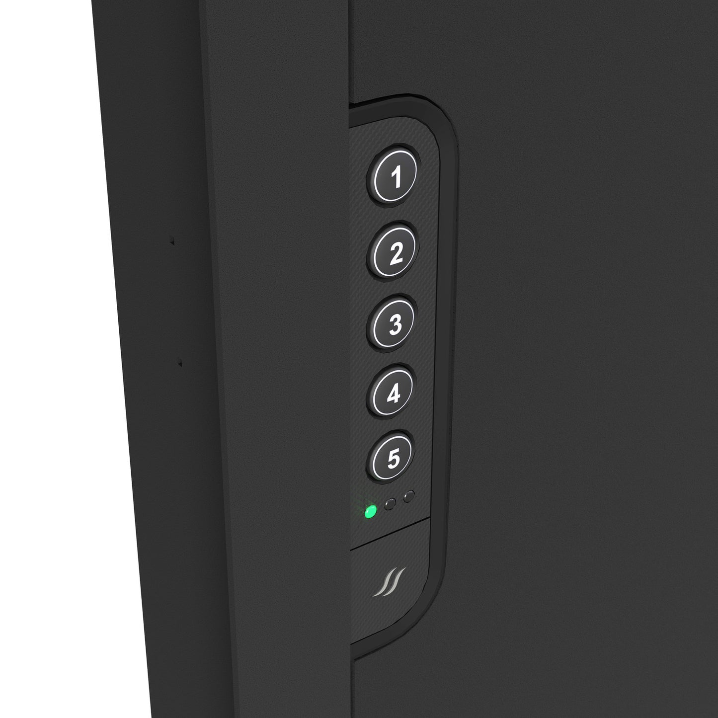 Close-up view of the illuminated electronic keypad on the in-wall safe, offering easy and programmable access.