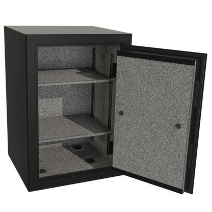 Carpeted interior of the Sanctuary Onyx safe, designed to protect valuables from scratches.