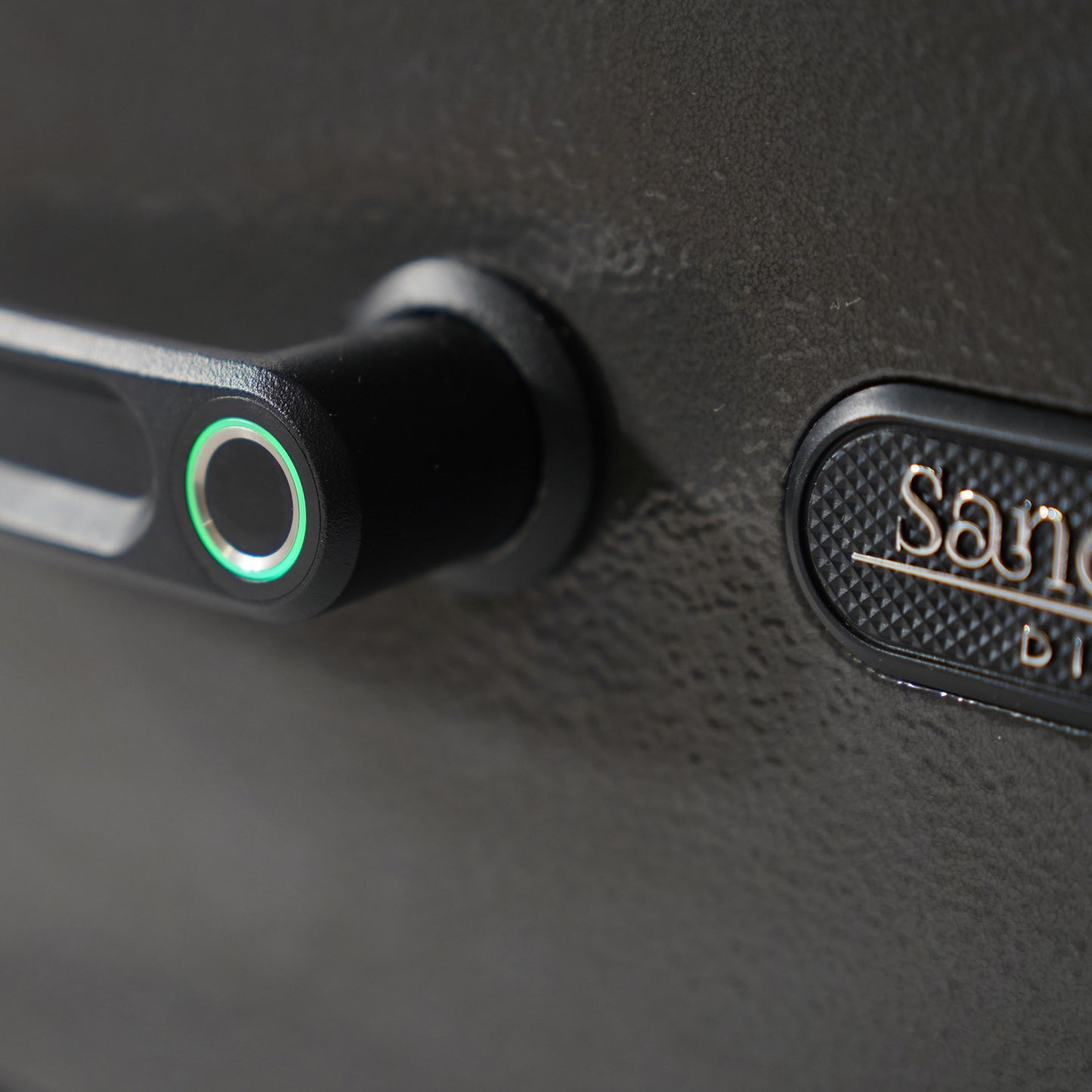 Close-up of the biometric lock on the Sports Afield Diamond Series safe, offering fast and secure access to your valuables.