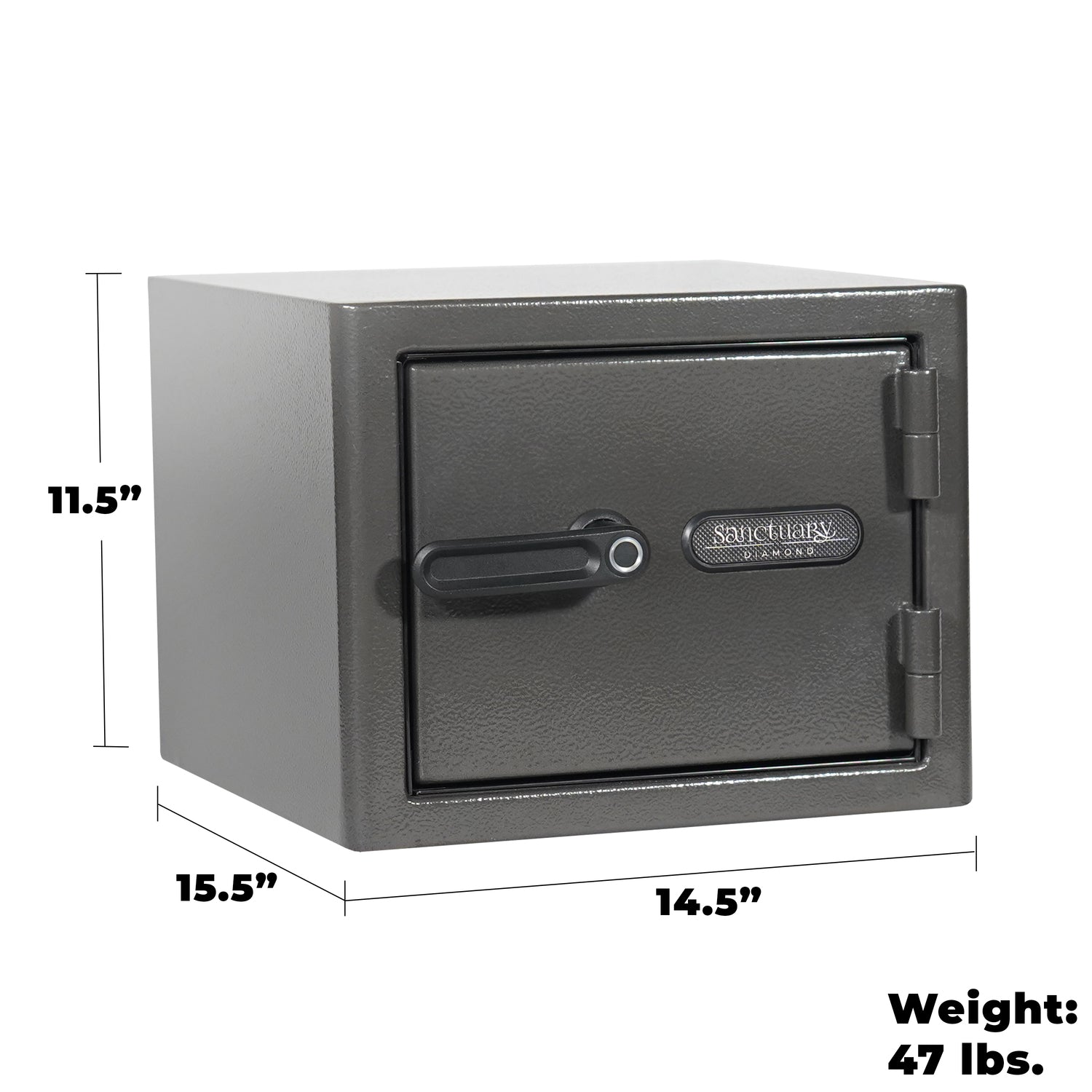 Diagram showing the dimensions of the Sports Afield Diamond Series safe, emphasizing its compact size and space-efficient design.