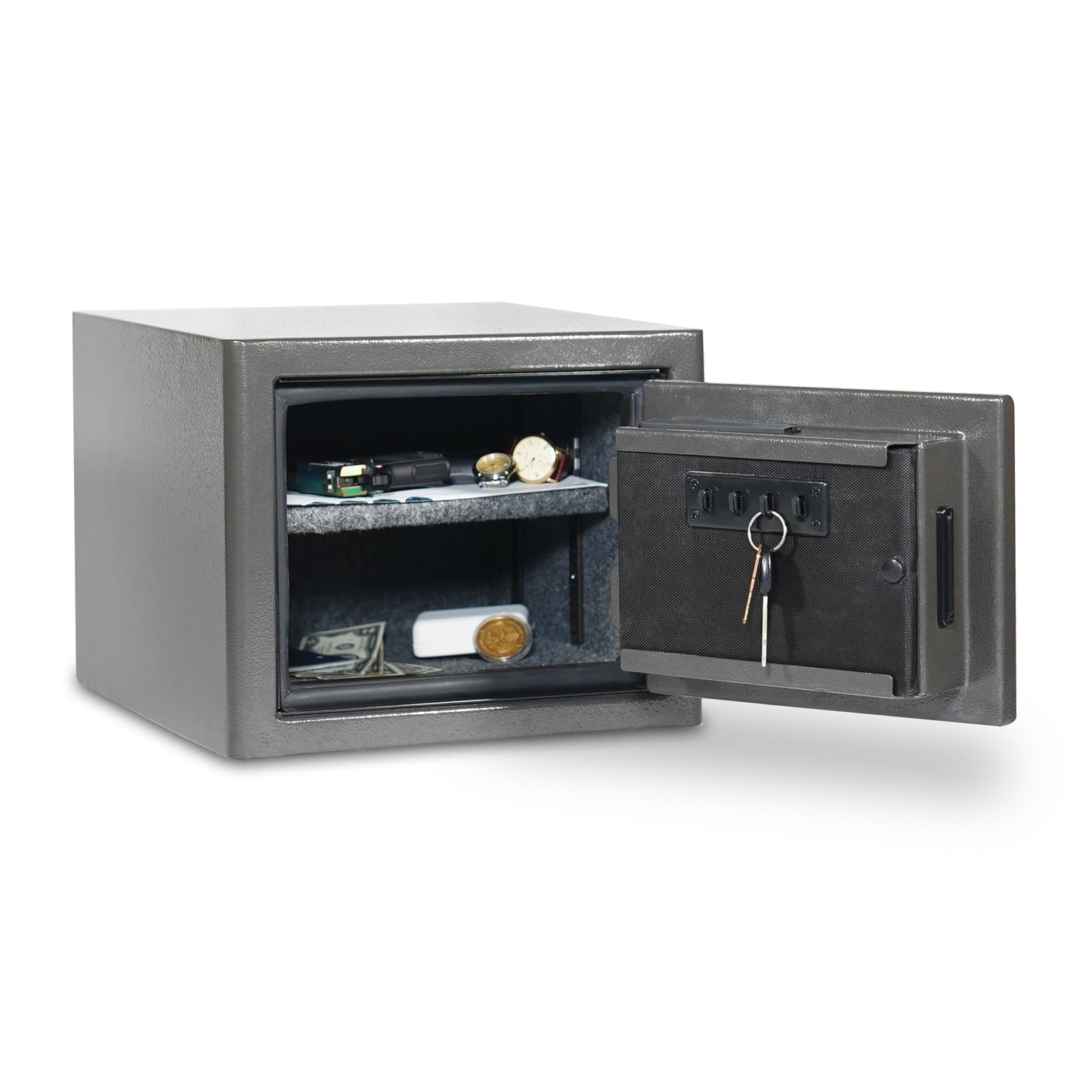 The Sports Afield Diamond Series safe with the door open, showcasing the interior with valuables securely stored inside.