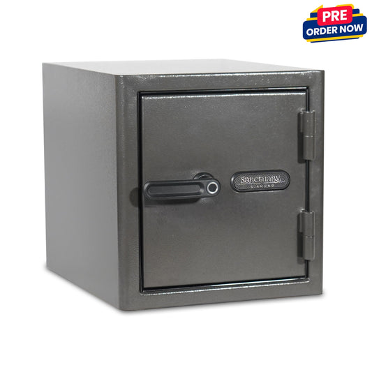 Front view of the Sports Afield Diamond Series 15” Tall Home & Office Safe with a sleek design and biometric lock.