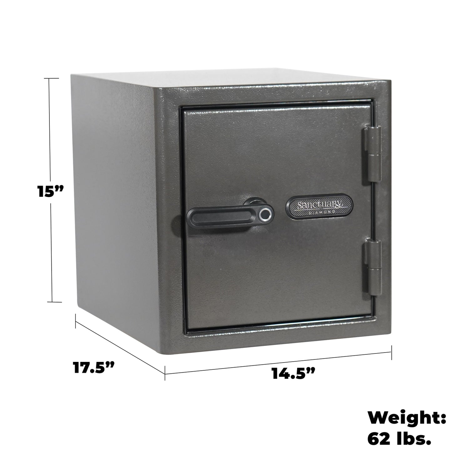 Diagram highlighting the dimensions of the Sports Afield Diamond Series 15” Tall Safe, emphasizing its spacious yet compact design.