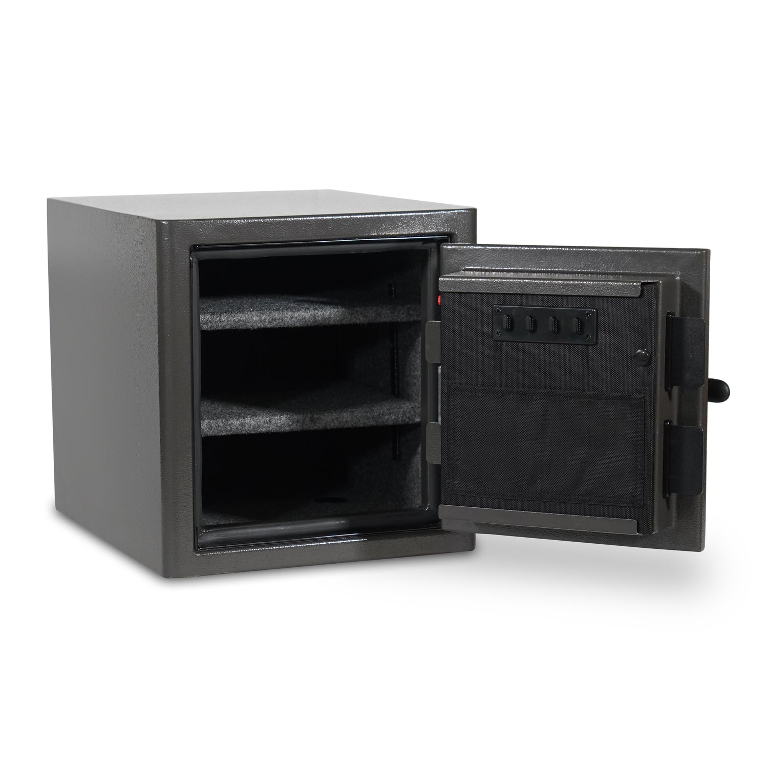 Interior of the Sports Afield Diamond Series safe with soft lighting, spacious compartments, and durable shelving for easy organization.