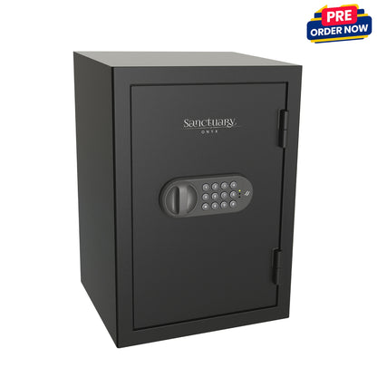 Sanctuary Onyx fireproof home safe with programmable electronic lock and sleek design