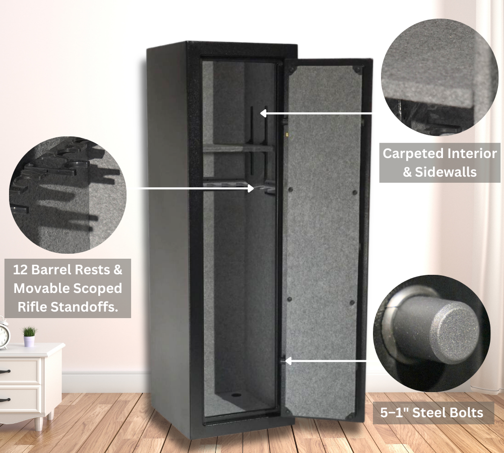 Granite Series 55" Tall Gun Safe with Electronic Lock & Fire Rated Protection (12 Gun Capacity) | SA5516INS-BD - Canadian Shield Safe Company