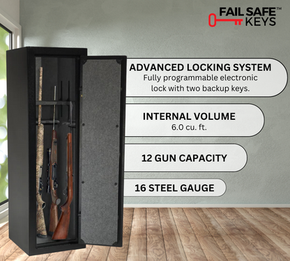 Granite Series 55" Tall Gun Safe with Electronic Lock & Fire Rated Protection (12 Gun Capacity) | SA5516INS-BD - Canadian Shield Safe Company