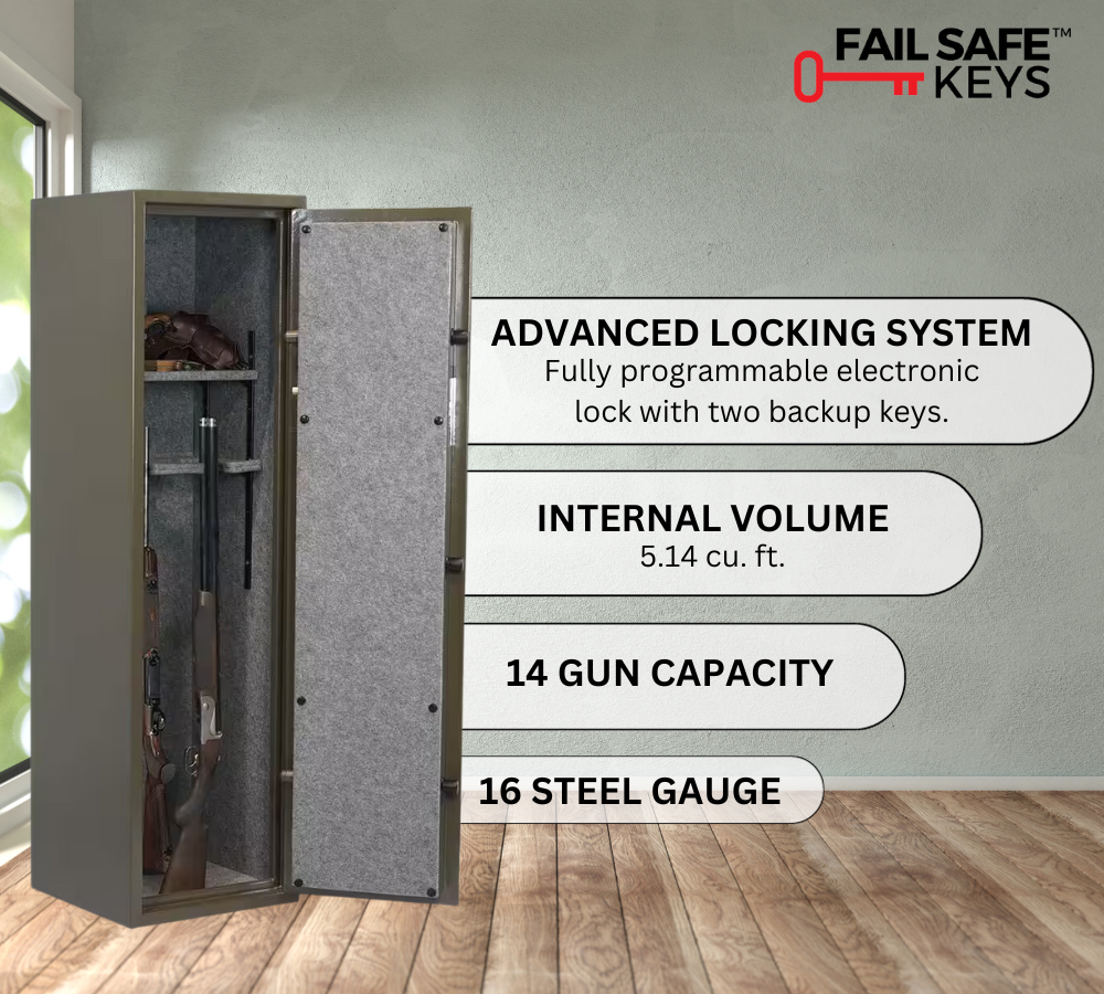 Sequoia Series 55" Tall Gun Safe with Electronic Lock & 14-Gun Capacity | SA5516J-BD - Canadian Shield Safe Company