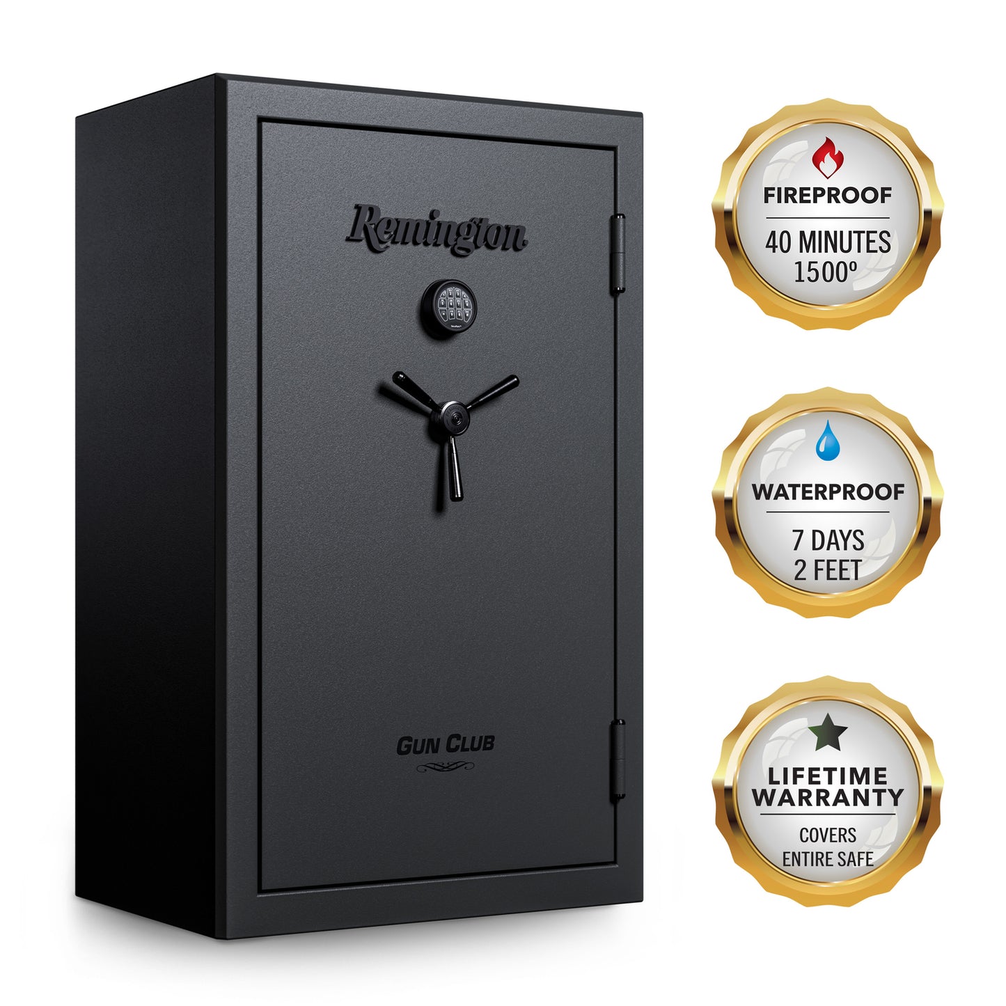 Fireproof Remington gun safe with smoke, water, and fire protection